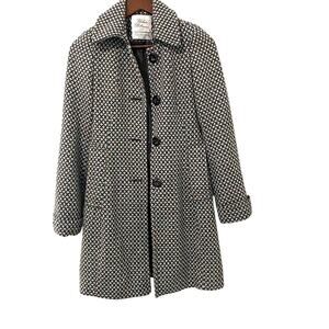 Urban Behavior Wool Blend Coat Geometric Pattern Button Front XS 60s Mod
